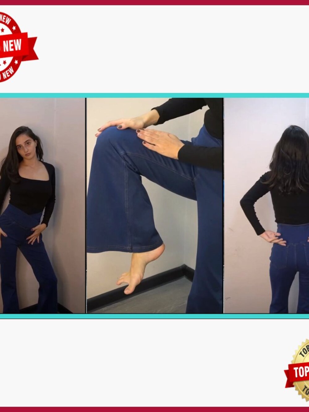 High Waisted Bell Bottom Flare Jegging Pull On Stretchy Jean - Picture 6 of 7